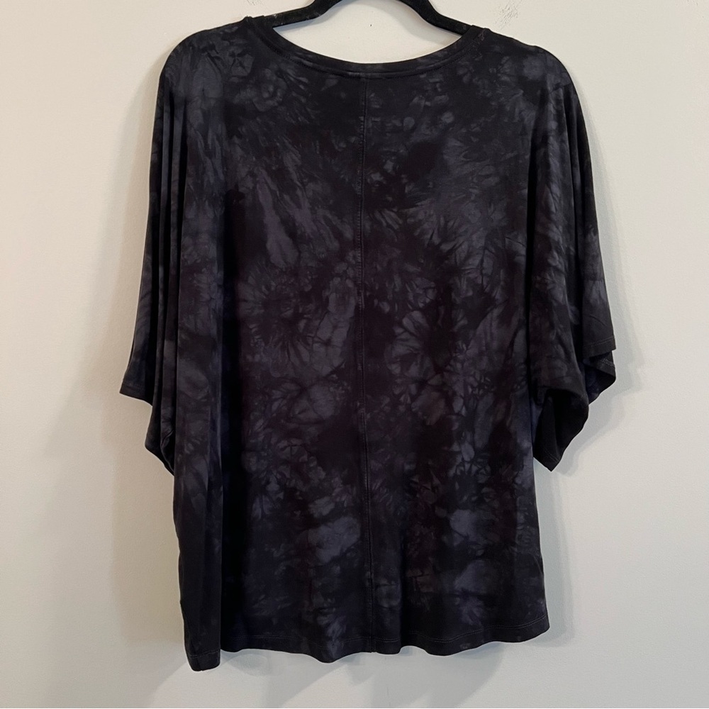 Women’s Tahari black tie dye dolman sleeve relaxed fit blouse size large L - Picture 4 of 4